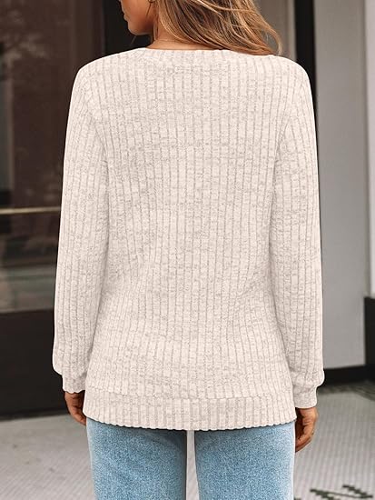 V Neck Long Sleeve Shirt Fall Fashion Tops Tunic Dressy Casual Sweater Clothes Cute Trendy Work Outfits 2026