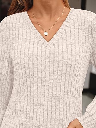 V Neck Long Sleeve Shirt Fall Fashion Tops Tunic Dressy Casual Sweater Clothes Cute Trendy Work Outfits 2026